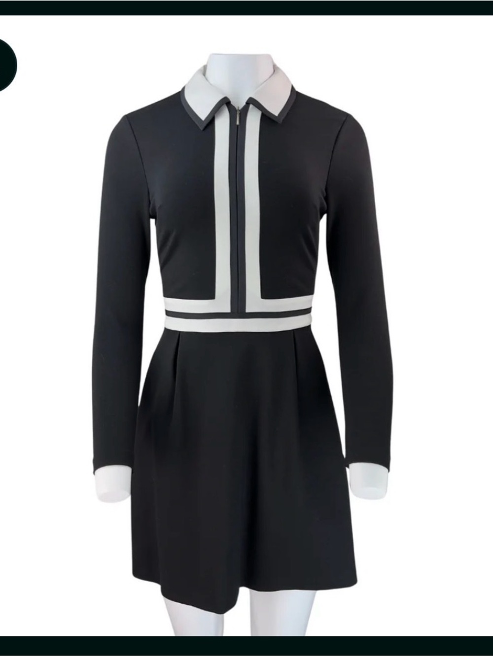 Ted Baker London Black and White Long-Sleeve Polo Dress - Picture 2 of 4